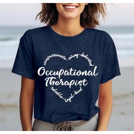CQF Women Occupational Therapy Shirt Occupational Therapist Heart T-Shirt Casual OT Tee Tops Blue