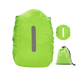 Rain Cover for Backpacks with Reflective Strips, 15L-25L Waterproof Backpack Rain Cover with Storage Bag, Rain Cover School Bag for Hiking, Camping, Travel, Cycling (S, Green)