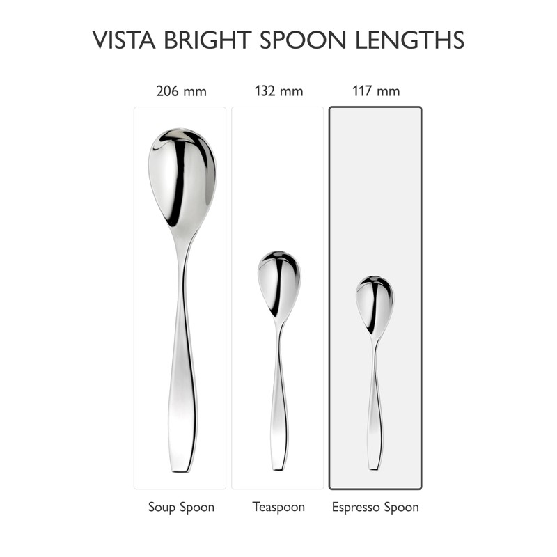 Robert Welch Vista Bright Cutlery Coffee/Espresso Spoon, Set of 8.