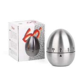 VMUTGA Egg Timer, Mechanical Egg Timer, Egg Shaped Timer Stainless Steel Egg Shaped Timer for Kitchen up to 55 Minutes (Silver)