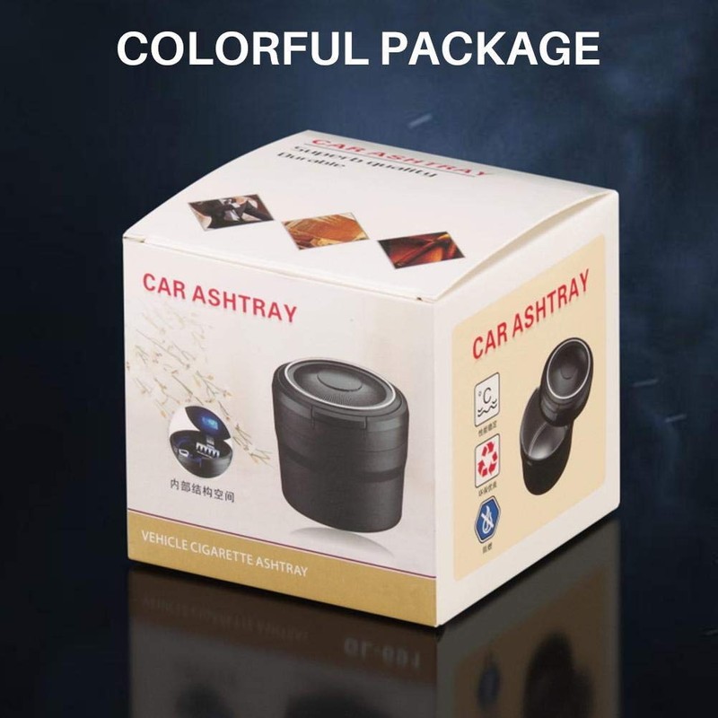 HEITIGN Car Ashtrays with Lid and LED Light, Portable Ashtray