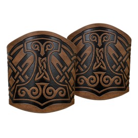 JAOYU Viking Bracers Leather Gauntlets for Men Medieval Bracers Metal Arm Guards Costume Vambraces for Men Renaissance Wrist Guards