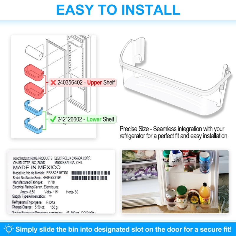 [2 PACK] UPGRADED 242126602 Refrigerator Door Bin Shelf Replacement For