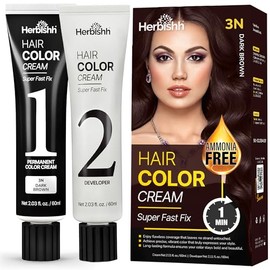 Herbishh Tinte Capilar Permanente 3N Castaño Oscuro – Cubre Canas y Barba en 1 Minuto | Con Aplicador en Peine | Sin Amoníaco, Con Extractos Naturales, Tecnología Coreana Patentada, 60 ml