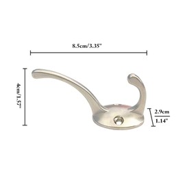 Beilala Coat Hooks for Wall, 10 Pack Silver Antique Wall Hooks Double Prong Metal for Hanging Coat, Clothes, Robe, Towel, Hat, Bag, Key