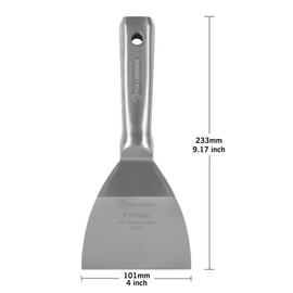 ROLLINGDOG 4 inch Putty Knife - Paint Scraper Drywall Knife with 420 Stainless Steel One Piece irror Polished Blade for Scraping Paint, Taping