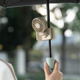 ViSSKO Handy Clip-on Fan, Parasol, 360° Adjustable, USB-C Rechargeable, Ultra Lightweight, Portable Fan, Clip Type, Tabletop Bag, PC, Mini Size, 4-Way, Handheld Fan, 3-Level Air Flow Adjustment, Commuting, Climbing, Office, Portable, Stylish, Heat Protection, Beige