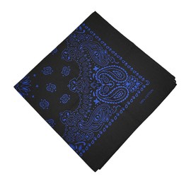 kakatrend Bandana, Paisley, Triangular Width, Adult, 100% Cotton, Fashionable, Handkerchief, Cotton, Unisex, Large Size, Men's 21.7 x 21.7 inches (55 x 55 cm), black/blue