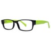 MODERN OPTICAL CHILL UNISEX PLASTIC EYEGLASSES 46-15-135 BLK/LIME W/ SOFT CASE