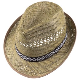 Lipodo Harvest Helper Straw Hat (Sun Protection) Women/Men - Made in Italy - Sun Hat in Trilby Look - Hat Made of Light Straw - Beach Hat with Chic Set - Spring/Summer, natural