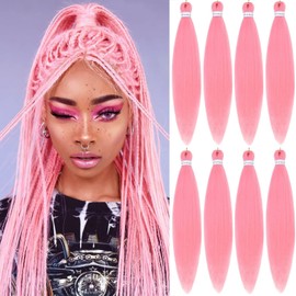 Alrence Pre Stretched Braiding Hair Long Braid 30 Inch 8 Packs Professional Braiding Hair Extensions Synthetic Crochet Twist Braids (30 Inch, Pink)