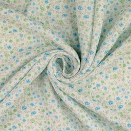 Cotton Double Gauze Muslin Fabric Material Floral Turqouise 1MTR