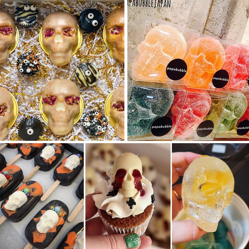 Sidosir 4Pcs Gummy Skull Candy Molds, Gummy Skull Molds, Non-stick