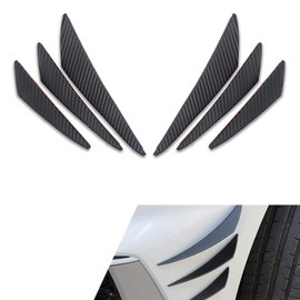 Zeathery 6 PCS Car Spoiler Canards Kit, PVC Smooth Linear Anti-collision Crescent Wind Blade Front Bumper Side Skirt Spoiler, Bumper Decorative Accessories, for Most Cars (Carbon Fiber Black)