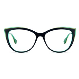Zeelool Fashion Cat Eye Glasses Frame for Women with Non-prescription Clear Lens ZWA054898-05 Black-green