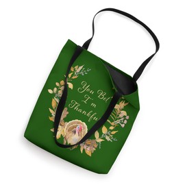 Thanksgiving You Bet I'm Thankful Fall Wreath and Turkey Tote Bag