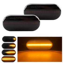 Sidaqi 2Pcs 18 SMD Amber Non-polarity Smoking Lens LED Flowing Side Marker Turn Signal Light Waterproof for V-W Bora Golf3 Golf4 Lupo 3B 3BG Polo 6N Vento Sharan