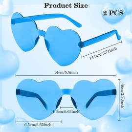 QEYMN Heart Sunglasses, Blue Heart Sunglasses, 2 Pack Heart Sunglasses for Women Men, Oversized Heart Shaped Sunglasses, Women Sunglasses Girls Sunglasses Boys Sunglasses for Birthday Party Favor