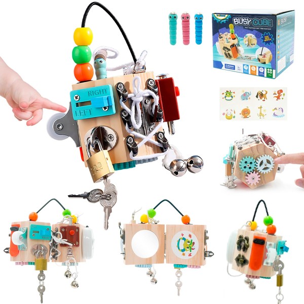 Maycoly Busy Board Baby 15-in-1 Busy Activity Cube Fidget Cube