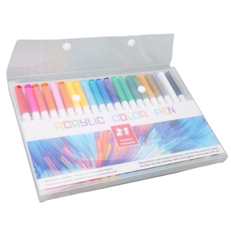 21 Colors Paint Pens Acrylic Markers Washable Dry Quickly Paint