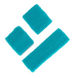 Mytoptrendz® 3 Pieces Sweatbands Set, Includes 1 Sports Headband and 2 Wrist Sweatbands Sweat Band for Athletic Men Boys Girls and Women (Turquoise)