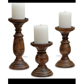 Candle Pillar Holder, Candle Holder Set of 3 Candle Holder,Fall Candle Holder, Wooden Candle Holder, Farmhouse Candle Holder, Candle Holder Set for Table Centerpiece Home Decor-10,8,6 Inch