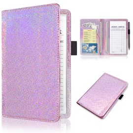 ACdream Server Books for Waitress, Guest Book Note Pad, Cute Pocket Leather Money Organizer Wallet, Cash Check Bill Receipt Holder Presenter, Waiter Accessories Fit Server Apron, Glitter Pink