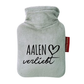 Huuraa Taschenwärmer Aalen verliebt Geschenk 0,2 Liter Grey Mini Veloursbezug Aalen Geschenkidee