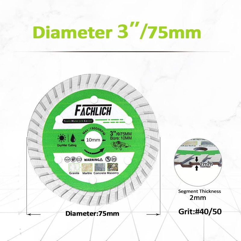 FACHLICH 3 inch Diamond Blade - Concrete Cut Off Wheel