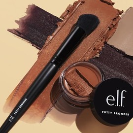 e.l.f. Brocha para bronceador de masilla, brocha de maquillaje angular para contorno y resaltado, hecha para el bronceador de masilla e.l.f., aplicaci