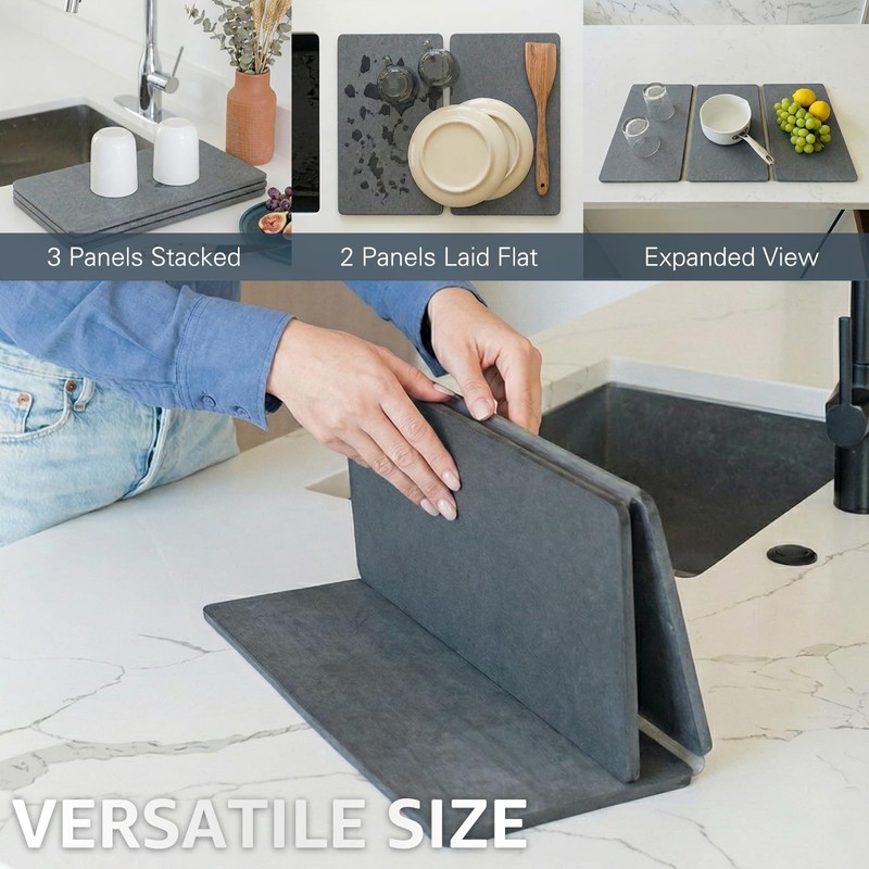 Sisher Large Stone Dish Drying Mat For Kitchen Counter,Quick Dry