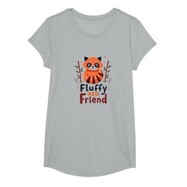 Fluffy Red Friend Red Panda Cute Animal Lover Gift T-Shirt, Girls, Heather Grey