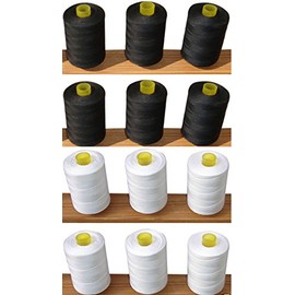20 Sewing Overlocking 100% Polyester Threads 40/2, (10 White + 10 Black) for Sewing Machines/Hand Stitching, Overlock 1,000 Meters Each - Ideal for Sewing, Quilting and Much More