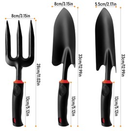 AUSYIWI Garden Tools Aluminium Garden Hand Tools with Non-Slip Rubber Handles Ideal for Planting, Transplanting and Maintenance