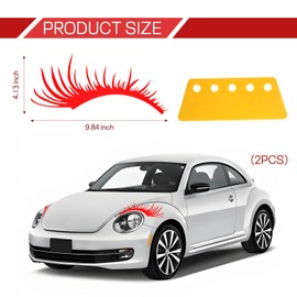 Ongfuwu 2 PCS Car Headlight Eyelashes Stickers, Auto Bumper Window Eyelashes Stickers, Fashion Fake Eyelash Stickers for Car Body, Vehicle Exterior Decoration Accessories for Car SUV Truck (Red)