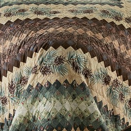 Black Forest Décor Willow Pine Quilt Bed Set - Queen, Rustic Lodge Style Bedding with Diamond and Pinecone Pattern, Machine Washable