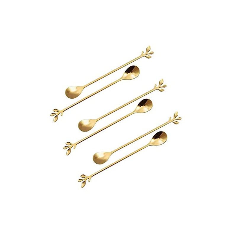 Long Handle Ice Tea Spoons Set Ice Cream Leaf Spoon