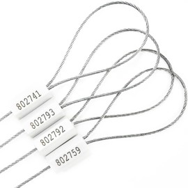 Security Marking Cable Seals Tamper Proof Steel Wire Seal Numbered Shipping Seals Disposable Pull Tight Self-Locking Cable Seal Truck, Trailers, Cargo, Containers Seal Ties Straps (White, 100pcs)
