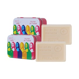 프리젠(FREESENS) 프리젠 파리 사봉 내추럴 마르세유 솝 세안 비누 - 코튼플라워 2개 Frizen Paris Sabon Natural Marseille Soap for Facial Cleansing - Cotton Flower (2 pieces)