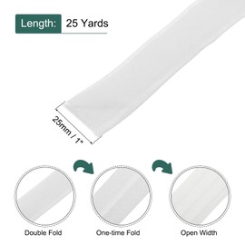 sourcing map 1 Inch Double Fold Bias Tape Continuous Bulk Cotton Bias Tape for Sewing Seaming Quilting Hemming Binding Crafts (White 25 Yards)