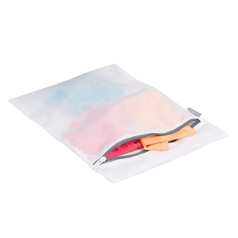 iDesign Medium Mesh Laundry Bag for Delicates - White