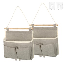 Hanging Storage Bag, Pack of 2 Hanging Organisers, Hanging Bag, Hanging Storage, Hanging Storage Organisers for Home, Office, Bathroom, etc. (Grey 23 x 25 x 6 cm)