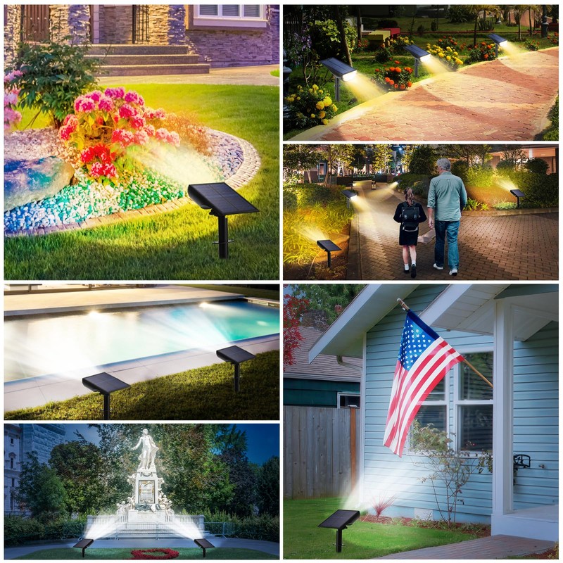 Solar Spot Lights Outdoor 5 Modes, 44LEDs Bright Landscape Spotlights
