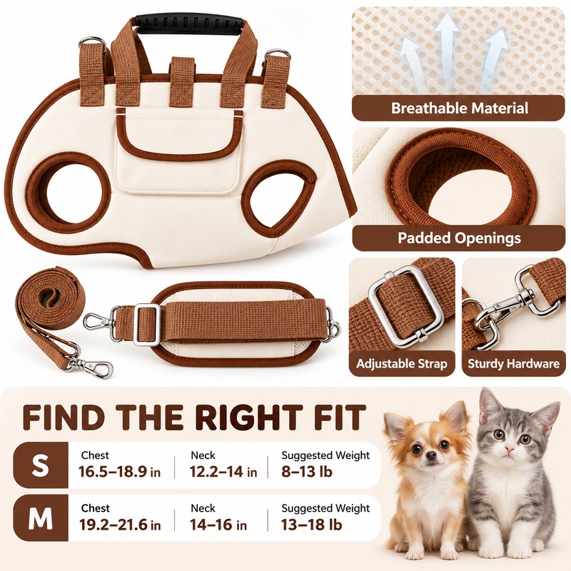 Breathable Pet Carrier Harness for Small & Medium Dogs and