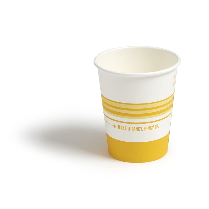 Perk Staples Paper Hot Cup, 8 Oz., White/Yellow