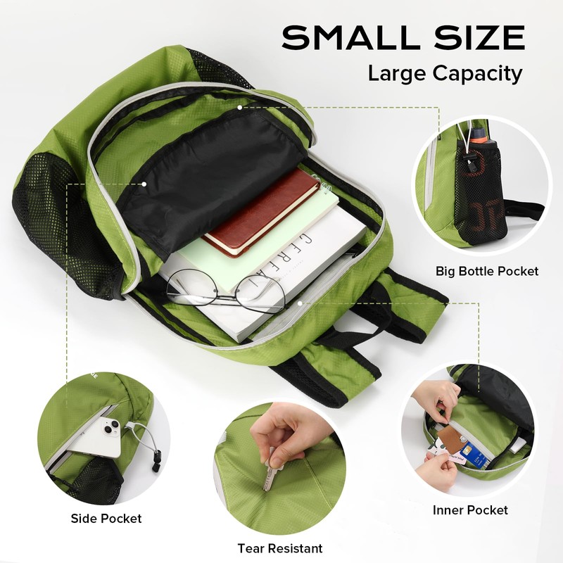 15L Waterproof Hiking Daypack, Small Backpack Travel Outdoor, Lightweight Day