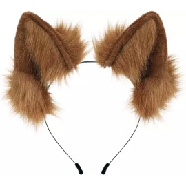 Adollala 아돌랄라 털 고양이 늑대 여우 귀 머리띠 할로윈 여성 코스프레 코스튬 파티 [Fox] Adollala Fur Cat Wolf Fox Ear Headband Halloween Women's Cosplay Costume Party [Fox]