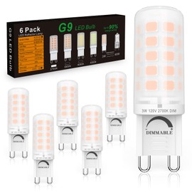 BAOMING G9 LED Bulb Dimmable 3W, 40 Watt T4 G9 Halogen Equivalent, 2700K Soft Warm White, 120V No-Flicker, Chandelier Lighting 420LM (6 Pack)
