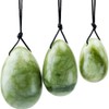 Laiqucraft 3pcs Set Green Jade Eggs Stone, Natural Green Jade