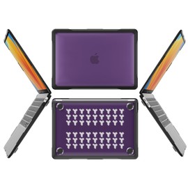 Batianda Ultimate Protection Case for MacBook Air 13 inch 2021 2020 Release Model A2337 M1 Chip A2179 A1932 2019 Matte Carbon Fiber Edges Shockproof with Keyboard Cover Screen Protector,Purple